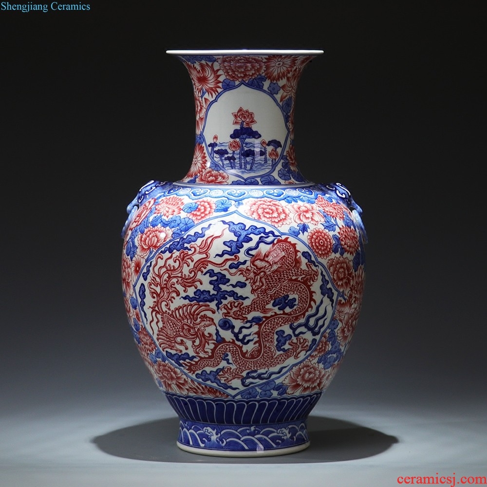 Jingdezhen ceramics and exquisite knife clay under the green glaze hand-painted color vases, flower arranging flowers is contemporary and contracted sitting room