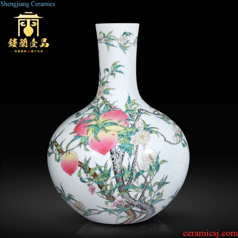 Jingdezhen imperial kiln chinaware imitation qianlong pastel blue to tie up branch flowers lines double yan ear tank aquarium furnishing articles in the living room