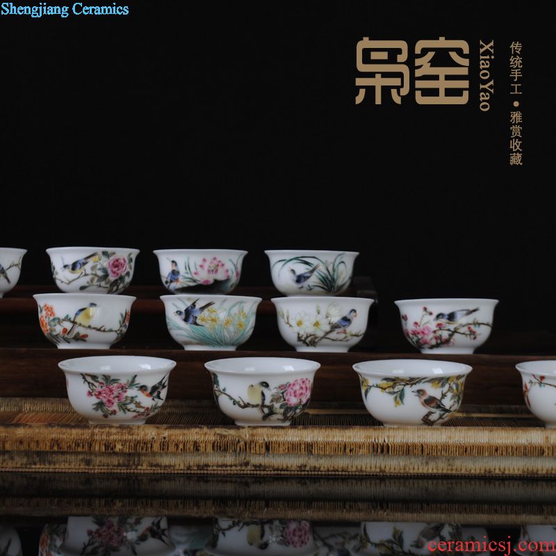 Owl jingdezhen kiln XY - CJ284C hand-painted ceramic famille rose tea tureen antique porcelain cups