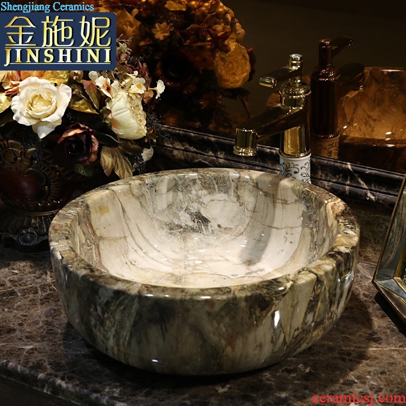 Gold cellnique Jingdezhen ceramic bowl lavatory toilet lavabo ou the basin that wash a face on stage Jinfeng scales