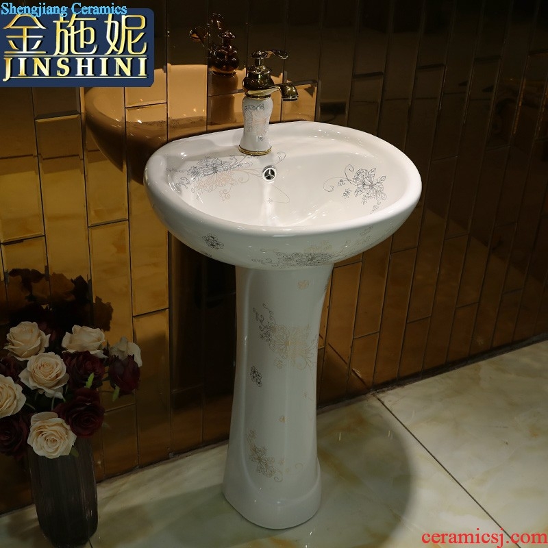 Gold cellnique pillar type lavatory ceramic floor integrated art basin toilet lavabo balcony