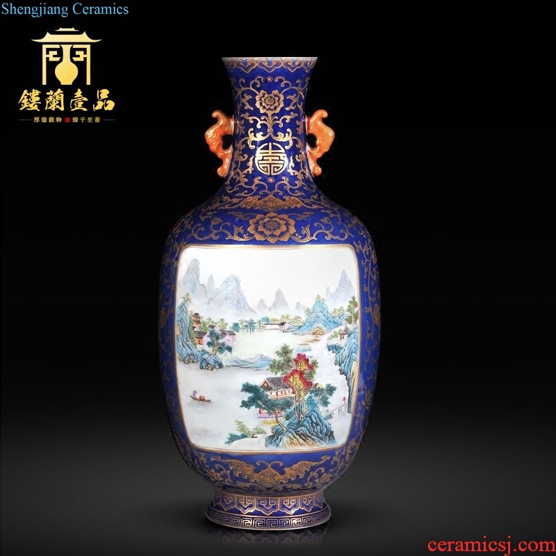 Jingdezhen imperial kiln chinaware imitation qing qianlong pastel ensemble figure anise vase sitting room adornment is placed