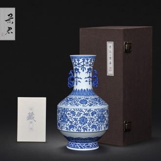 JingJun jingdezhen ceramics hand-painted antique Chinese blue and white porcelain vases, flower arrangement sitting room modern rich ancient frame furnishing articles