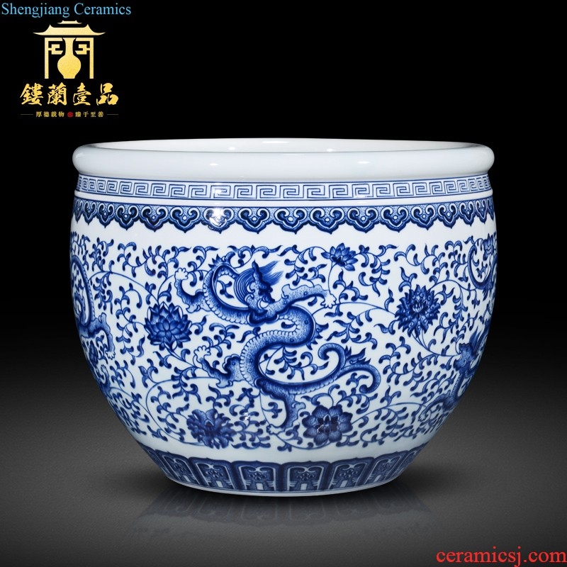 Jingdezhen ceramics imitation qing qianlong blue-and-white longfeng celestial large vases, Chinese style living room home furnishing articles