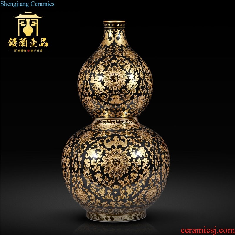 Jingdezhen imperial kiln chinaware blue colour imitation qing qianlong offering baby play wax gourd vases sitting room adornment home furnishing articles