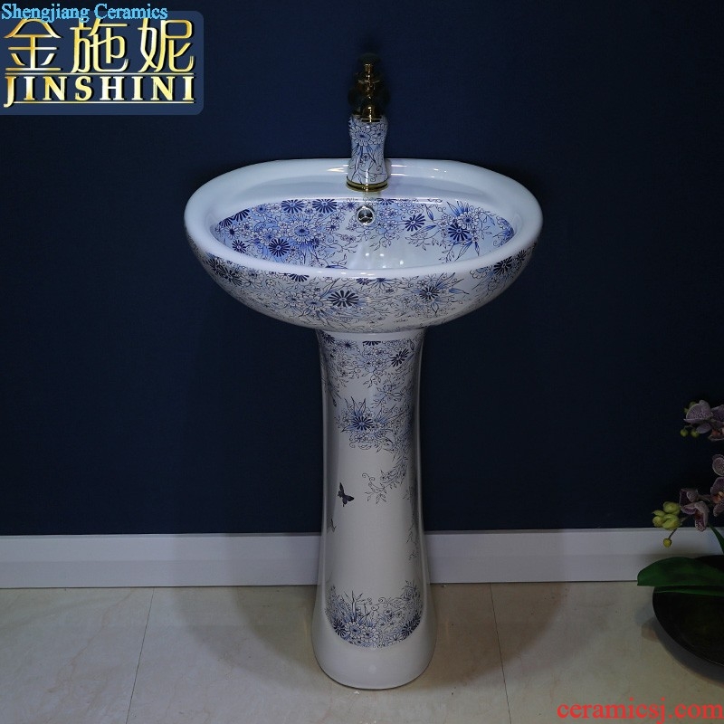 Gold cellnique one-piece pillar lavabo toilet basin ceramic art bathroom floor basin sinks