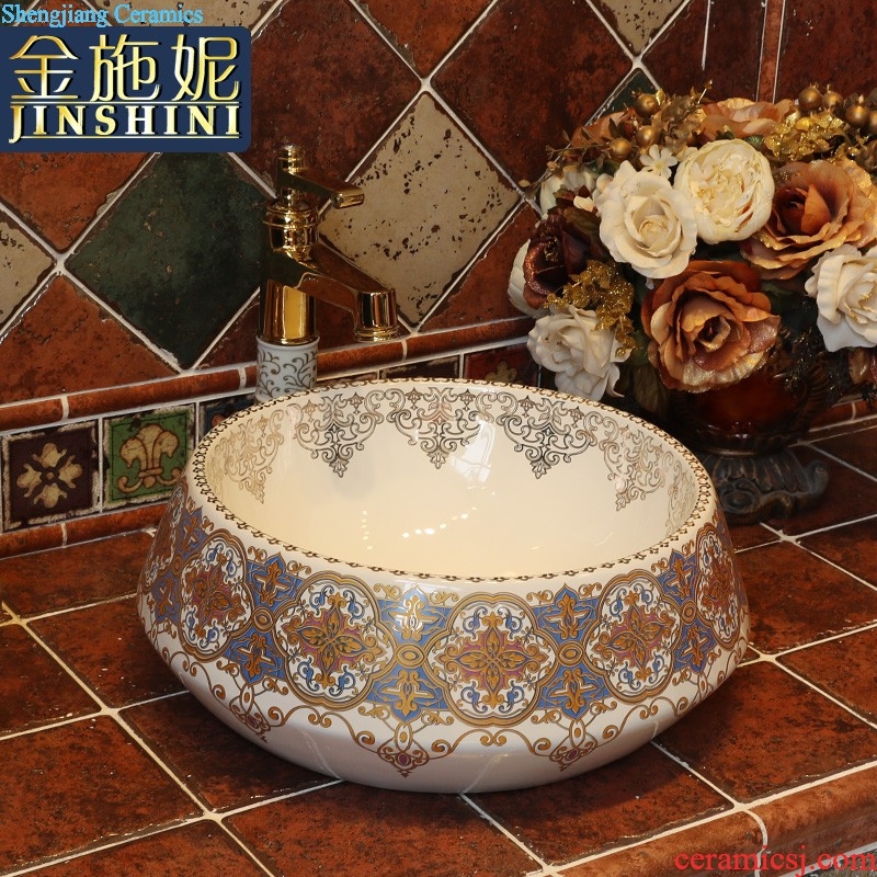 Gold cellnique jingdezhen stage basin ceramic art basin toilet lavabo square basin of abstract art