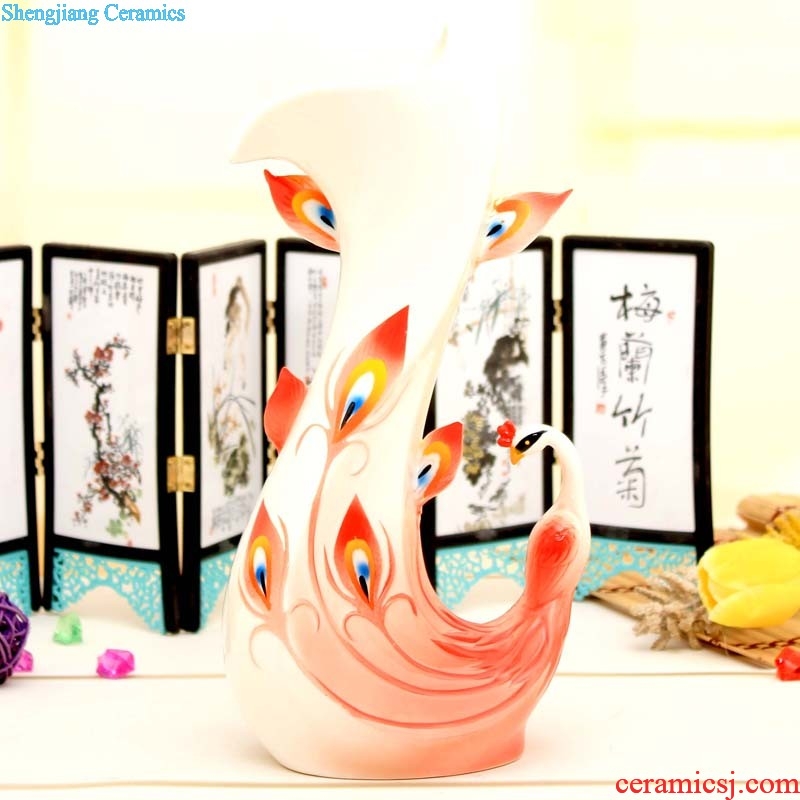 Jingdezhen ceramics hand-painted landing big vase Chinese Alma mater sitting room adornment is placed hotel opening gifts