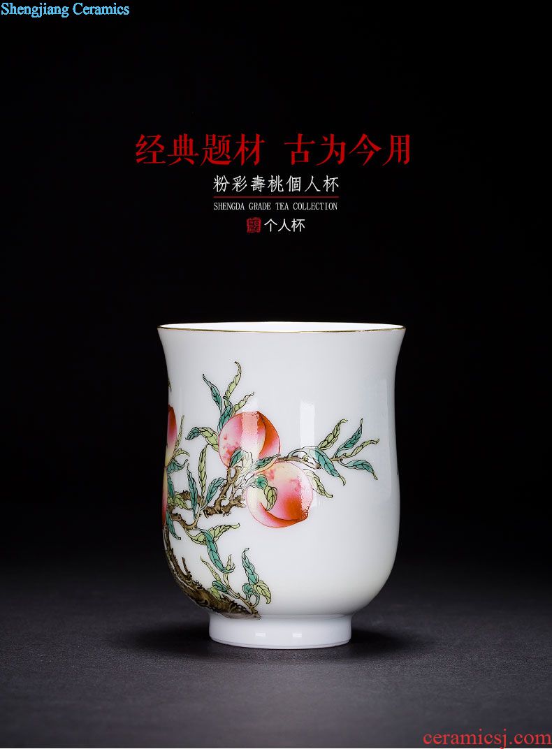 Santa ceramics jingdezhen blue and white landscape three hand-painted heavy industry tureen kung fu tea tea tea bowl by hand