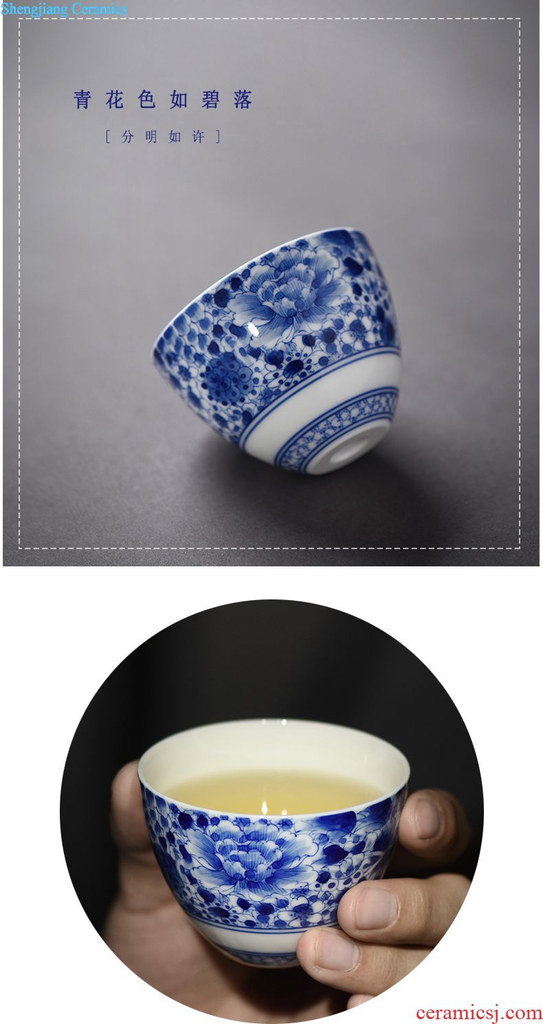 JingJun Jingdezhen ceramic master kung fu tea cup hand-painted porcelain lotus flower porcelain sample tea cup, small cup with