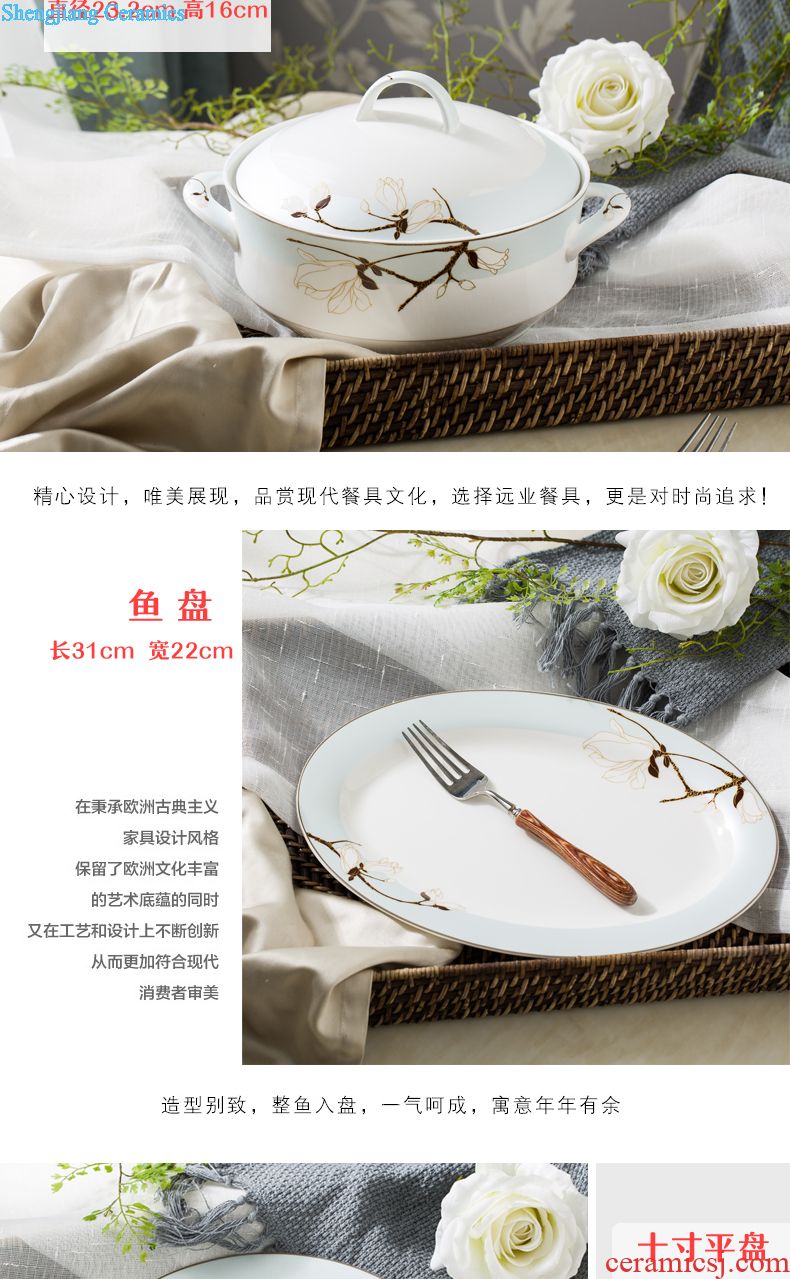 Far industry dishes suit household jingdezhen ceramic tableware suit 56 high-class european-style dishes chopsticks contracted