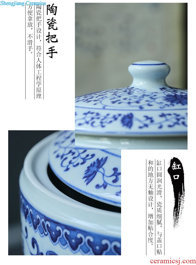 Jingdezhen ceramic foam bottle liquor jar 10 jins home seal pot store wine bottle container jar square