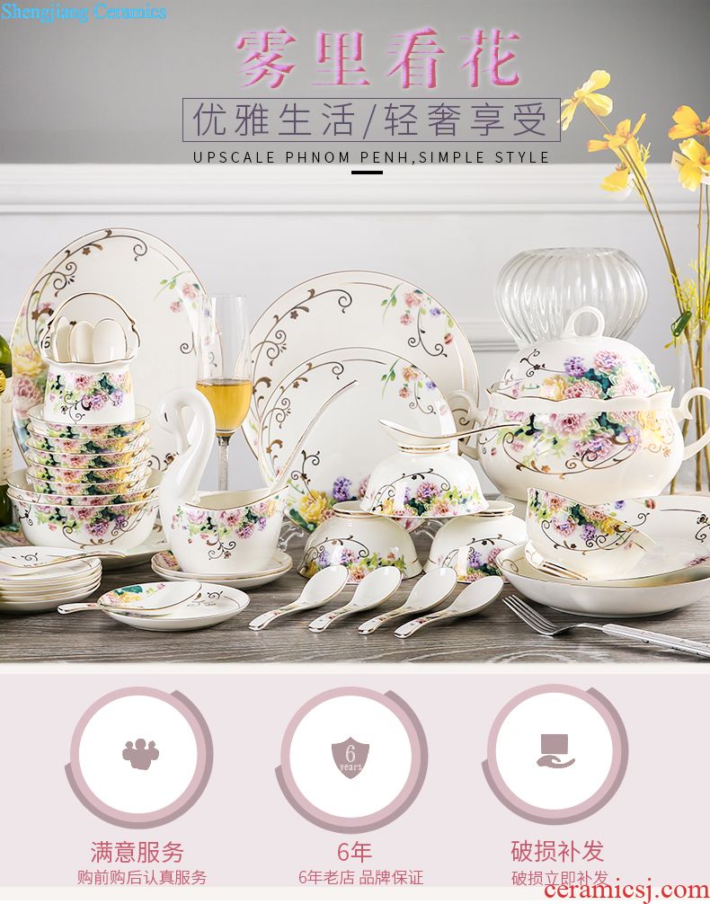 Dishes suit of jingdezhen ceramic tableware ikea Chinese style originality bone porcelain bowl of Korean tableware wedding housewarming gift