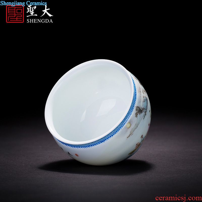 Holy big kung fu tea masters cup hand-painted zijin glaze jingdezhen blue and white lotus sample tea cup tea cup