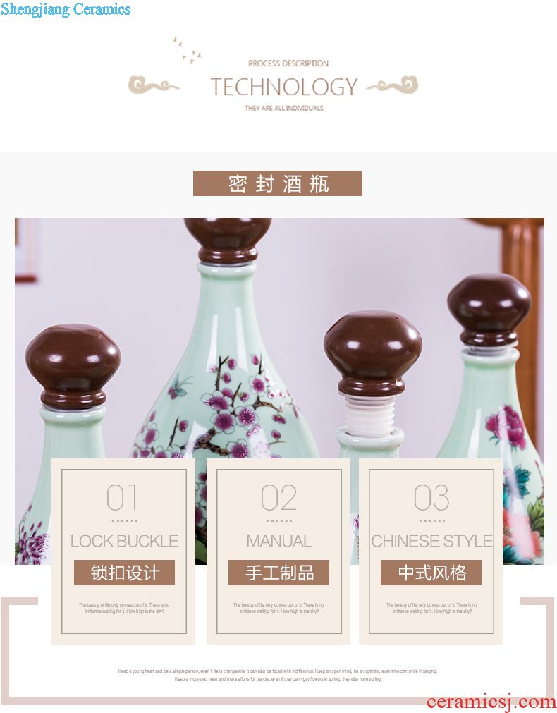 Restoring ancient ways of jingdezhen ceramic jars 5 jins of 10 jins to seal the bottle home decoration seal wine it wine
