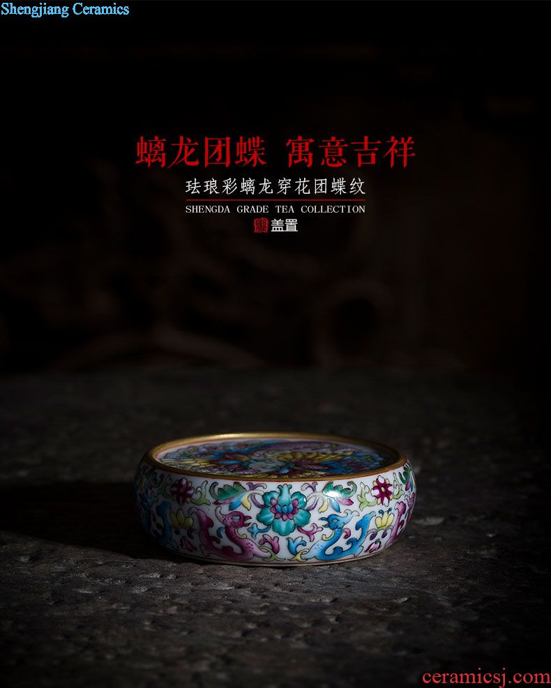 The big four omen inkpad box of jingdezhen ceramic yellow colored enamel bound to branch flowers butterfly tattoo ink pad