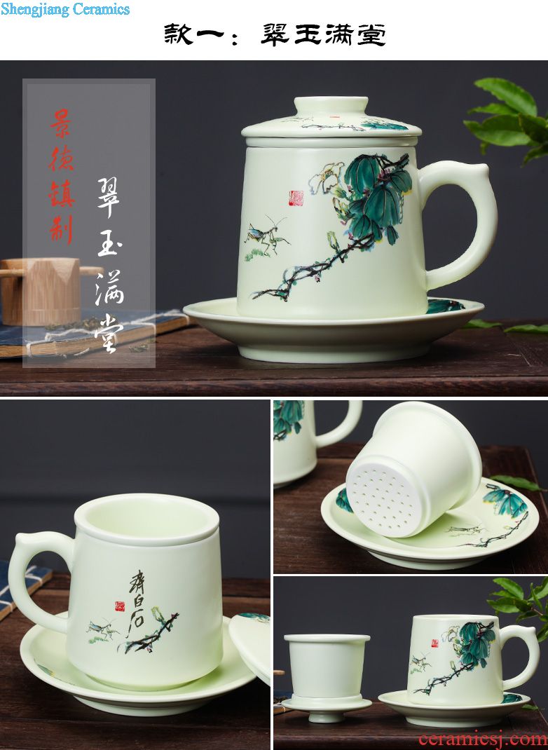 Jingdezhen ceramic cups with cover bone porcelain cup household porcelain bowl glass office meeting 10 only to custom