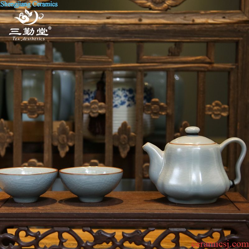 Three frequently hall of a complete set of tea set kung fu tea cups Jingdezhen hand-painted little teapot six head of household utensils