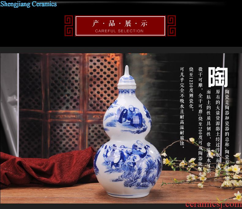 Jingdezhen ceramic bottle decoration ideas 1 catty three catties 5 jins of domestic liquor cans sealing vintage wine jars