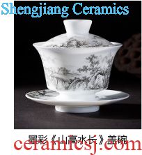 St large ceramic three tureen teacups hand-painted porcelain dou famille rose out of the water flying crane bowl of jingdezhen tea service
