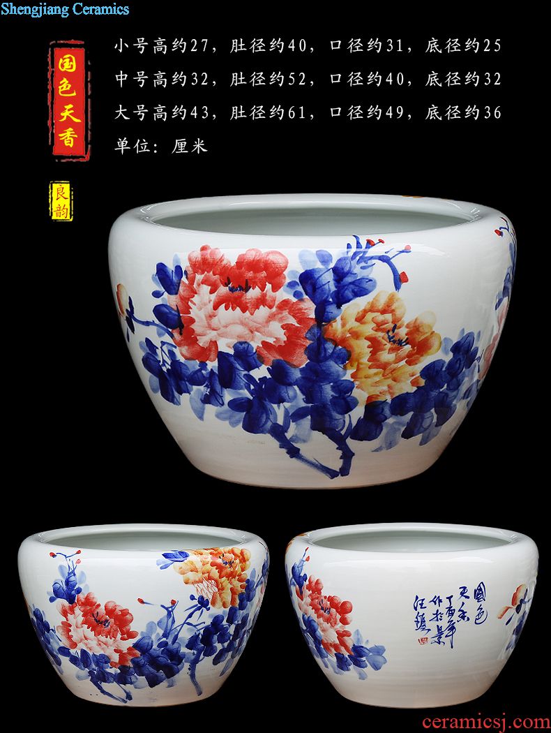 Jingdezhen ceramics large hand-painted seal pot sitting room place candy jar household act the role ofing is tasted barrel storage tank