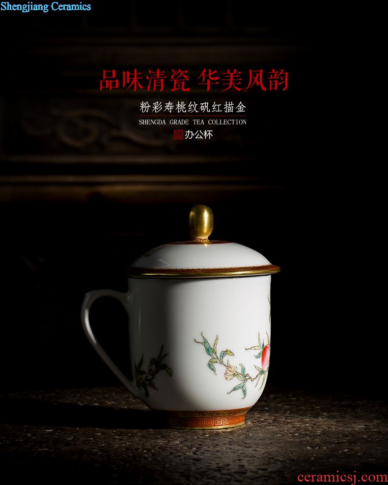 The big blue and white and exquisite live with cover handle office cup hand-painted ceramic tea cup all hand of jingdezhen tea service