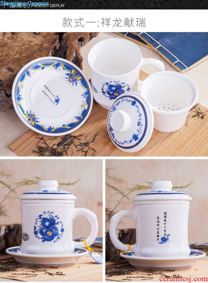 Portable sealed caddy jingdezhen celadon kung fu tea set household ceramics caddy tea caddy tea boxes