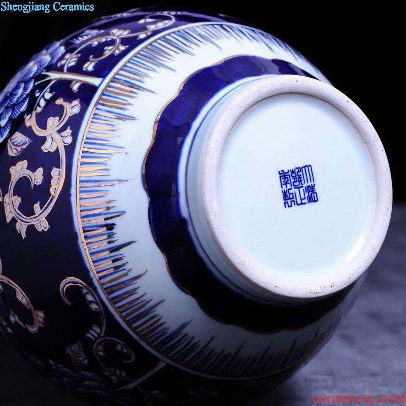 Jingdezhen ceramic handicraft ceramic landscape of large blue and white porcelain vase sitting room home decoration porcelain furnishing articles