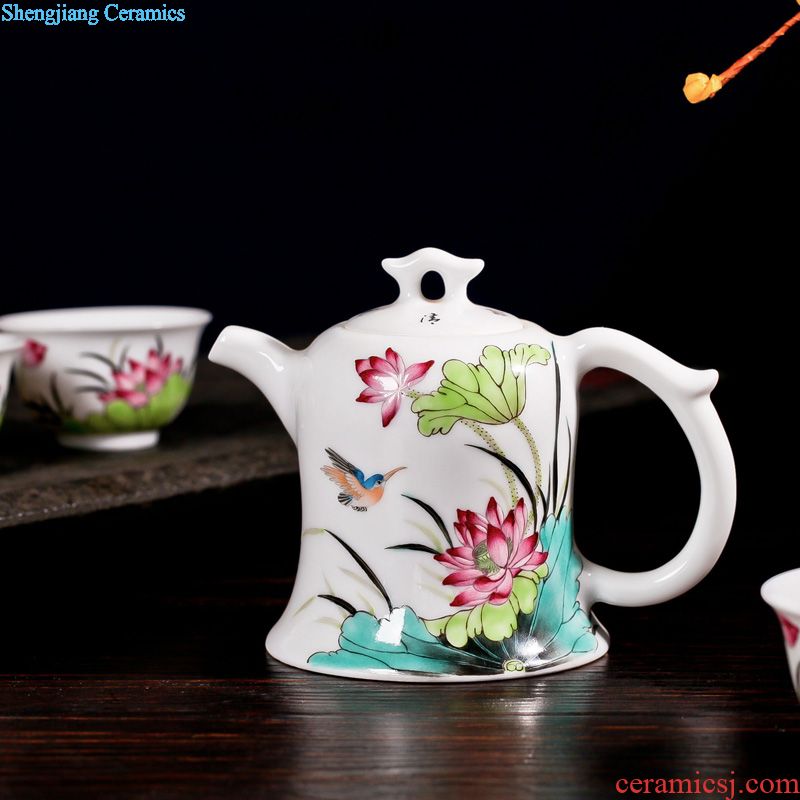 Owl kiln Jingdezhen high-grade hand-painted famille rose tea set manual ceramic teapot kung fu tea pot