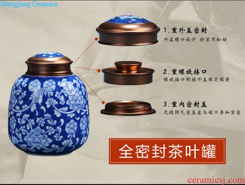 Jingdezhen ceramic tea cake tea gift box packaging household tea pot seal pot storage tank