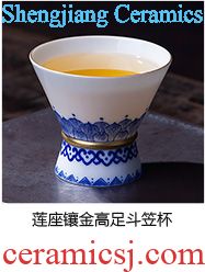 Kung fu tea cup pure hand-painted ceramic masters cup sample tea cup ji blue peacock blue and white porcelain cups of jingdezhen tea service