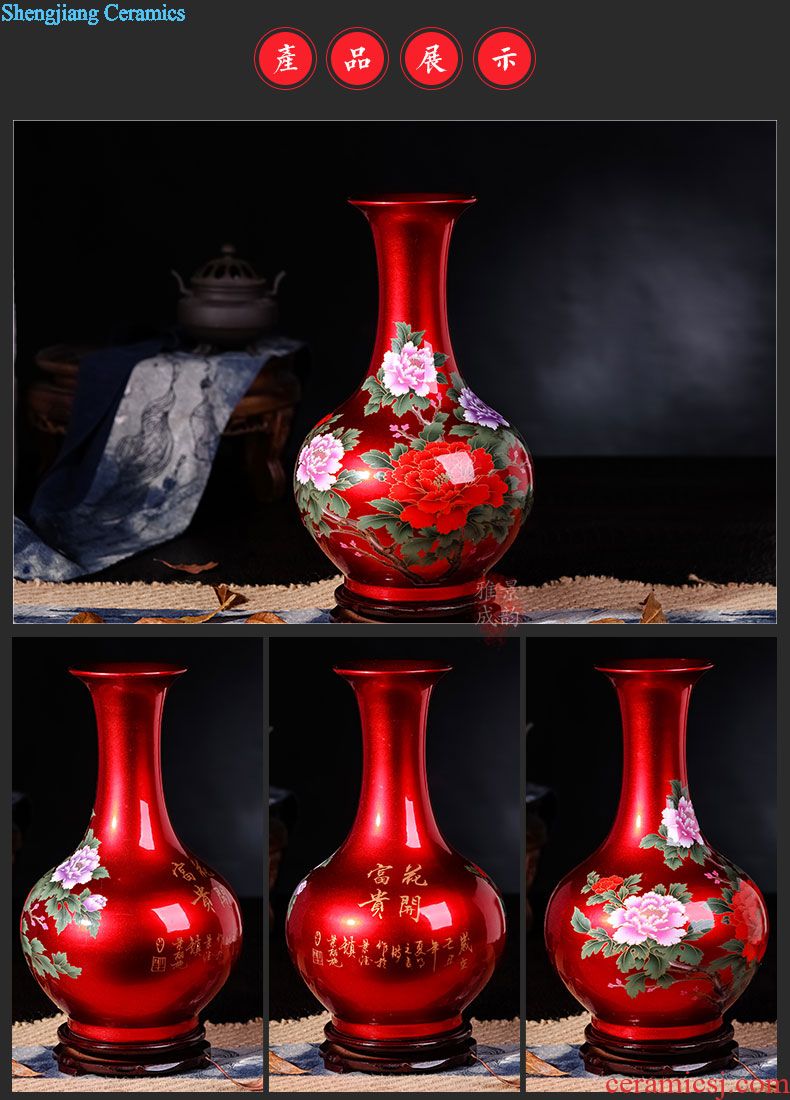 Jingdezhen ceramic new Chinese style living room table flower arranging flower vase furnishing articles home TV ark porcelain arts and crafts