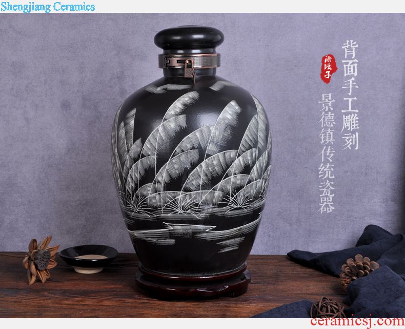 Jingdezhen ceramic barrel 20 jins 30 jins storage tank ricer box grain jar sealed tank meter box green fruit box