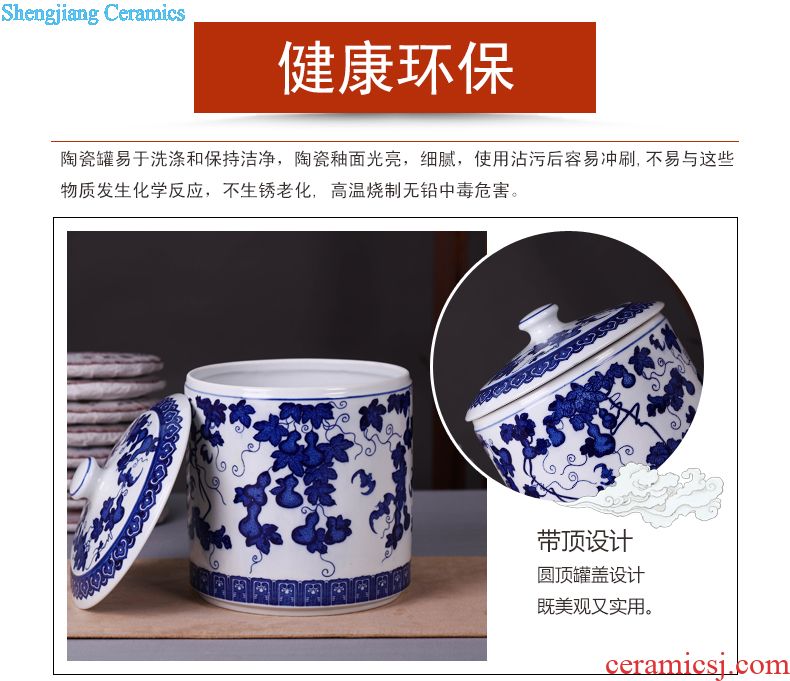 Jingdezhen ceramic household caddy large seven loaves puer tea pot containing porcelain tea pot seal