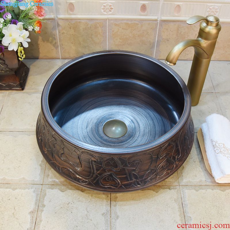 JingYuXuan jingdezhen ceramic lavatory sink basin basin art stage basin straw jump cut threads