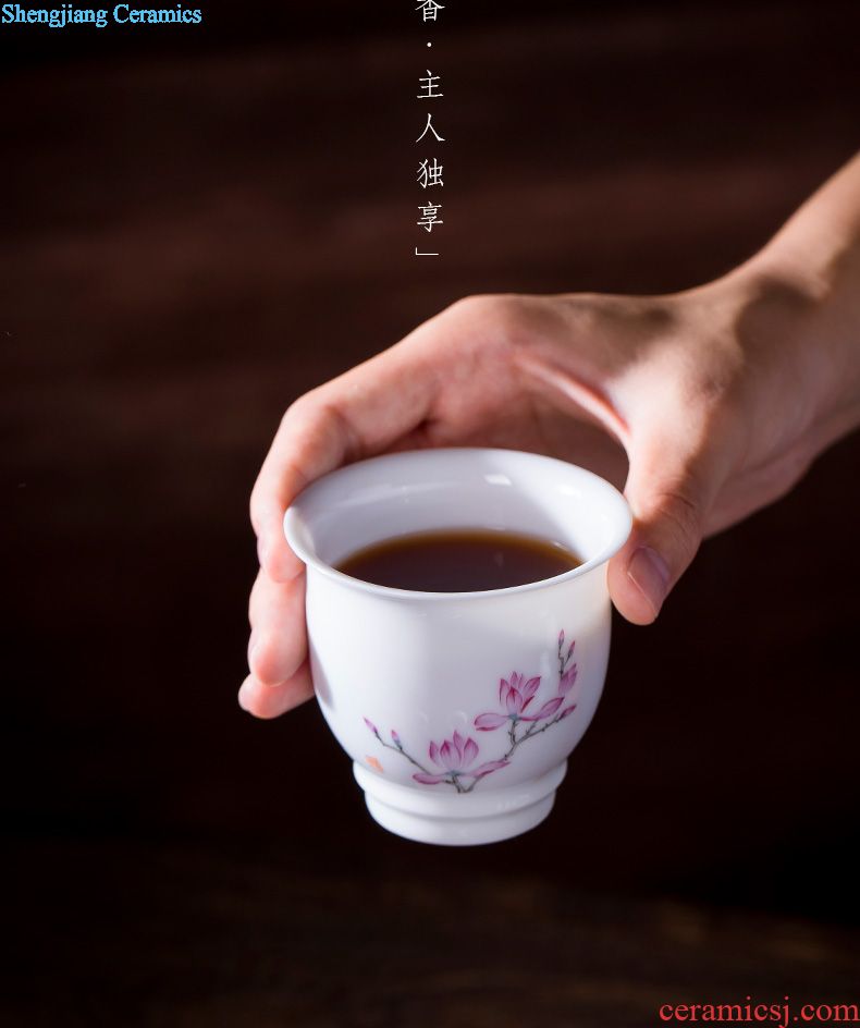 Holy big cup sample tea cup hand-painted ceramic kungfu pastel lad spring square cup all hand of jingdezhen tea service