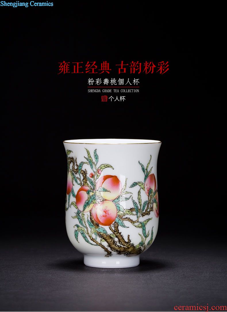 Santa ceramics jingdezhen blue and white landscape three hand-painted heavy industry tureen kung fu tea tea tea bowl by hand