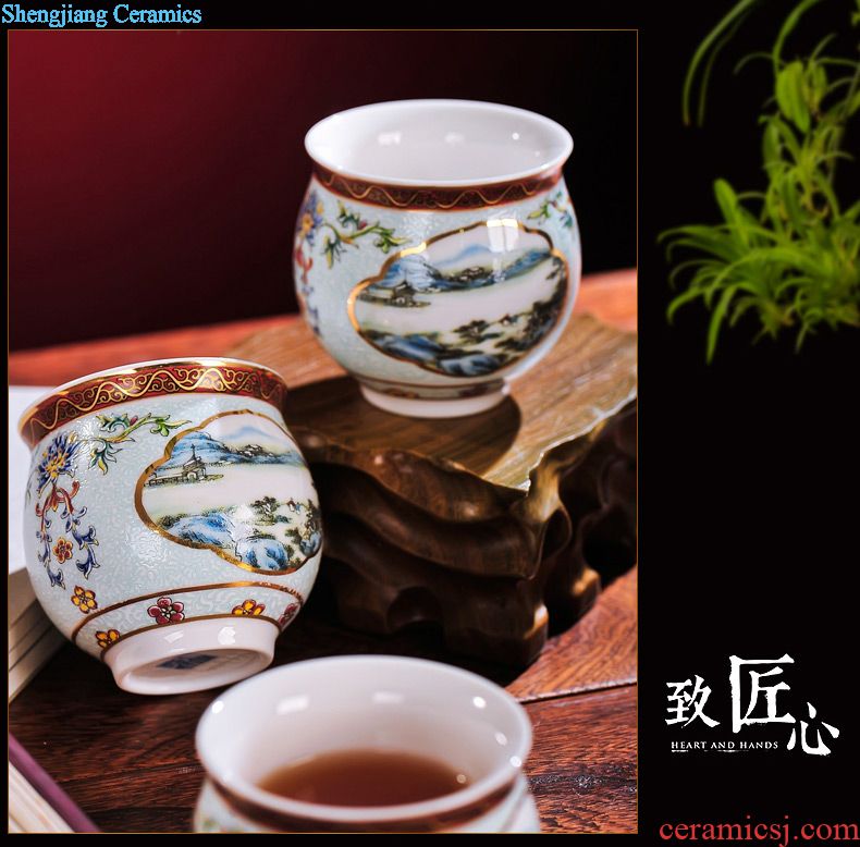 Tea set household contracted and contemporary Chinese kung fu tea kettle with solid wood tea tray of a complete set of jingdezhen ceramics
