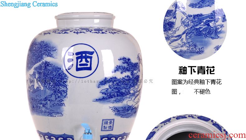 Jingdezhen ceramic sichuan pickles meat and eggs pickle jar cylinder storage water sealed jar jar airtight green food places