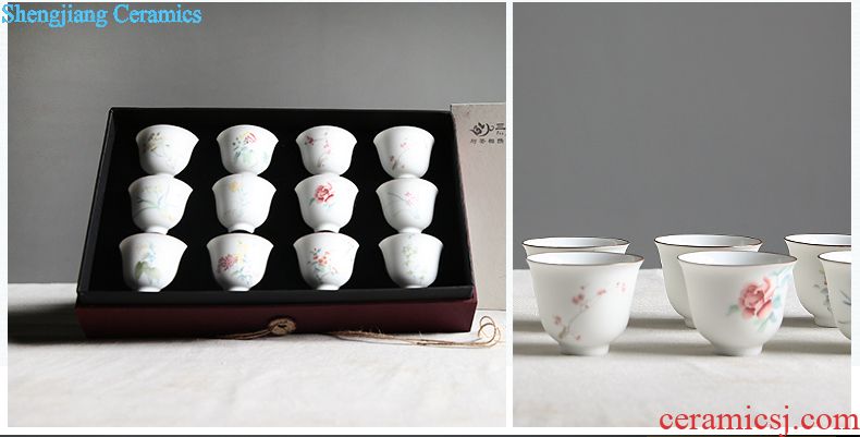 The three frequently kung fu tea cups ceramic sample tea cup jingdezhen guanyao pu-erh tea master cup single cup S44072 imitation