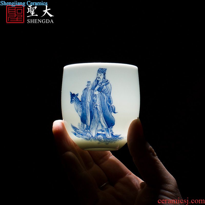 Holy big ceramic kung fu tea master cup new colour character maid hand-painted personal cup jingdezhen tea sample tea cup