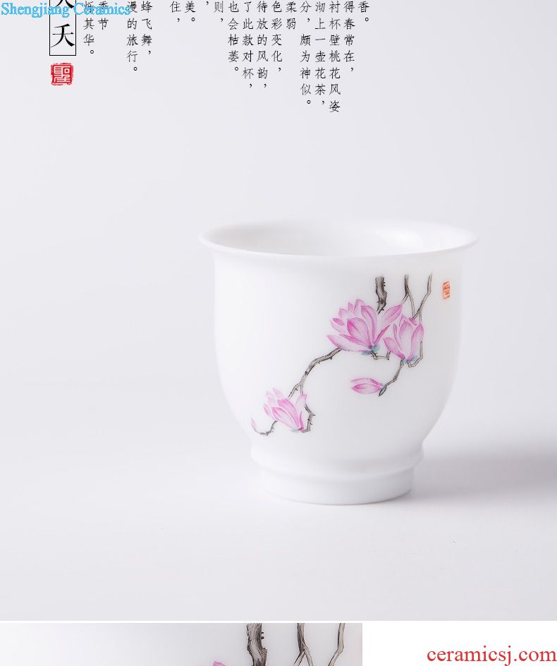 Holy big cup sample tea cup hand-painted ceramic kungfu pastel lad spring square cup all hand of jingdezhen tea service