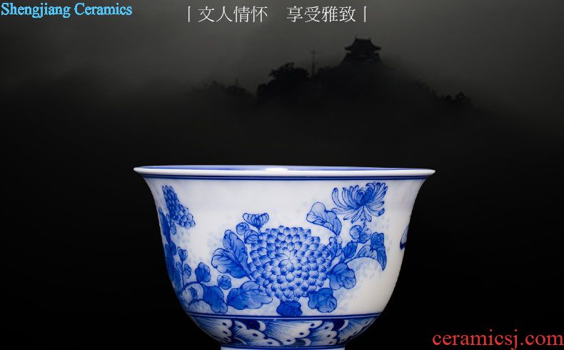 Holy big ceramic pot bearing tea tray hand-painted pastel CongJu double finch figure tea dry foam plate of jingdezhen tea service parts