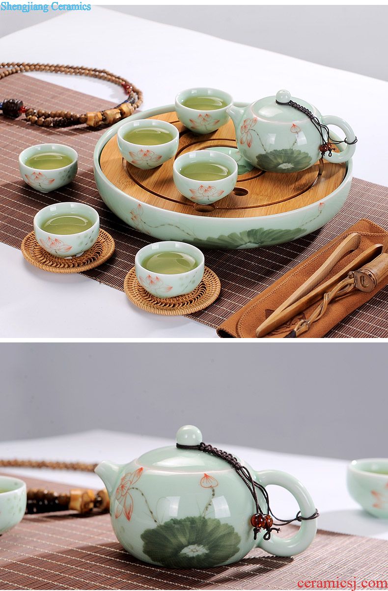 Marriage was suit household of Chinese style wedding of a complete set of jingdezhen ceramic big red kung fu tea cup teapot tea tray