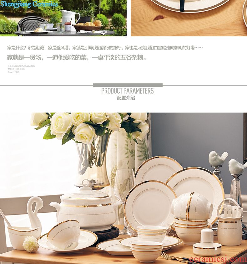 The dishes suit household jingdezhen high-grade bone China tableware suit Simple dishes chopsticks continental China