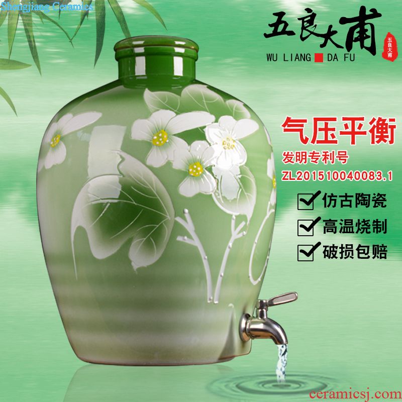 Jingdezhen ceramic jars bubble bottle with tap 10 jins 20 jins 30 jin wine 50 kg it sealed jar