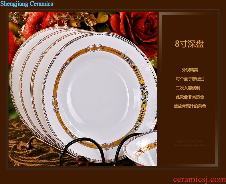 Delin bone porcelain tableware suit 56 head home dishes teaspoons of European style phnom penh plate Jingdezhen ceramics