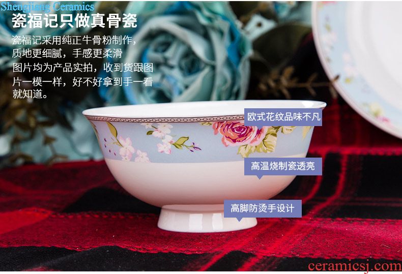 Home dishes tableware suit of jingdezhen ceramic dishes suit contracted and pure and fresh bowl chopsticks household composition