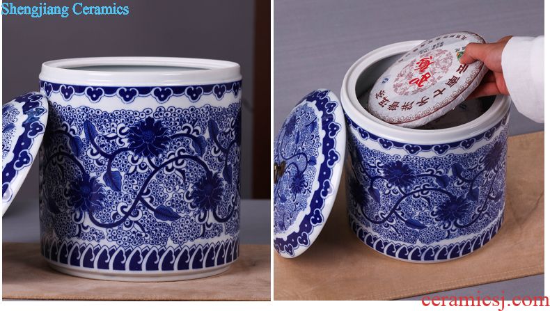 Jingdezhen ceramics pu 'er tea pot tea tea cake box domestic large-sized ceramic tea seal pot