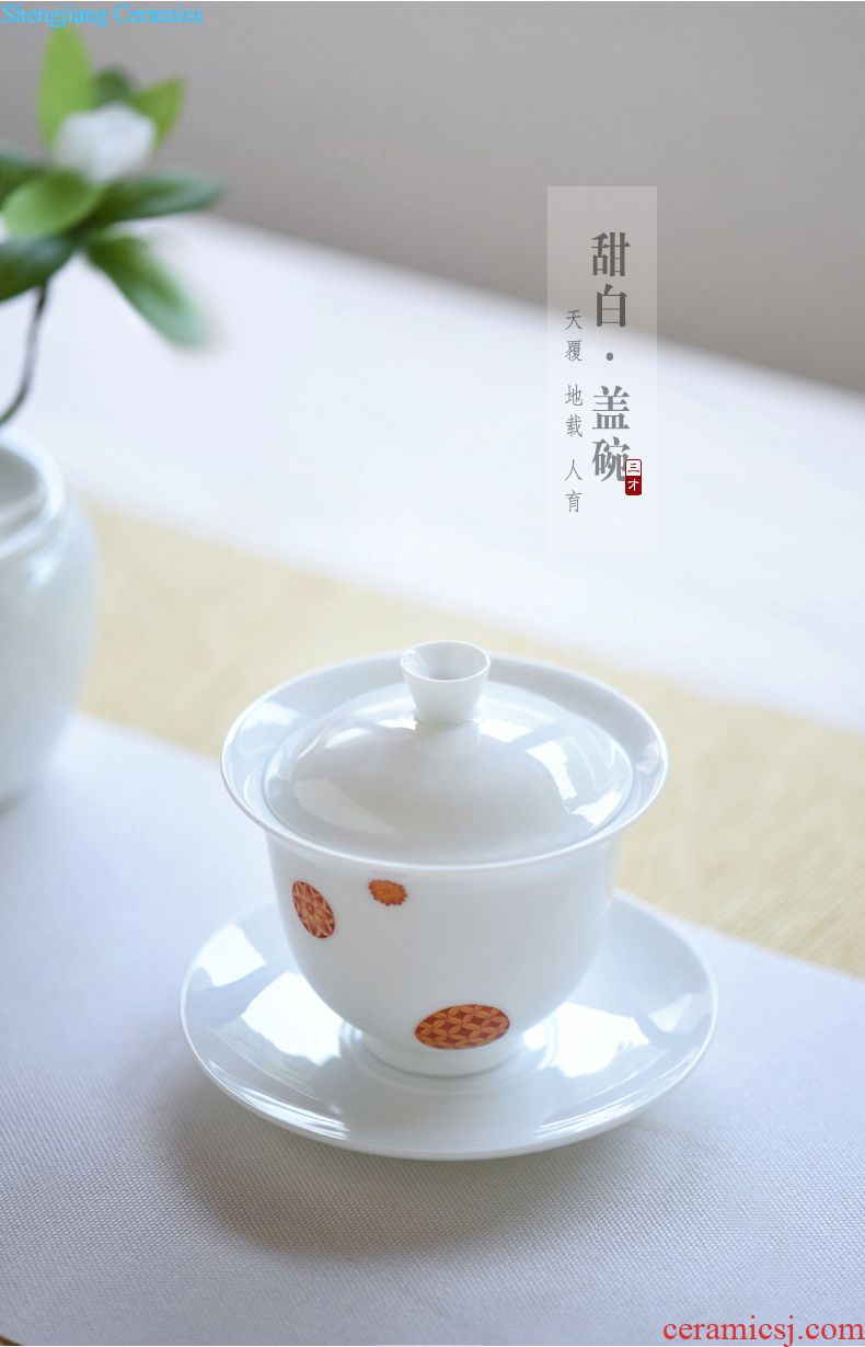 Jingdezhen ceramics ji blue glaze hand-painted colored enamel paint branch flowers kung fu tea teapot teacup